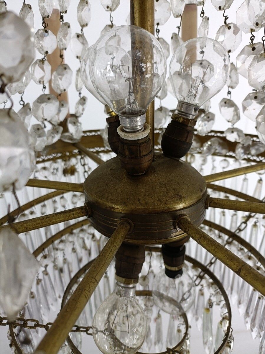 Ballroom Wedding Chandelier Gorgeous Basket Crystal Prisms 14 Lights  8 Arm Wow photo vintage