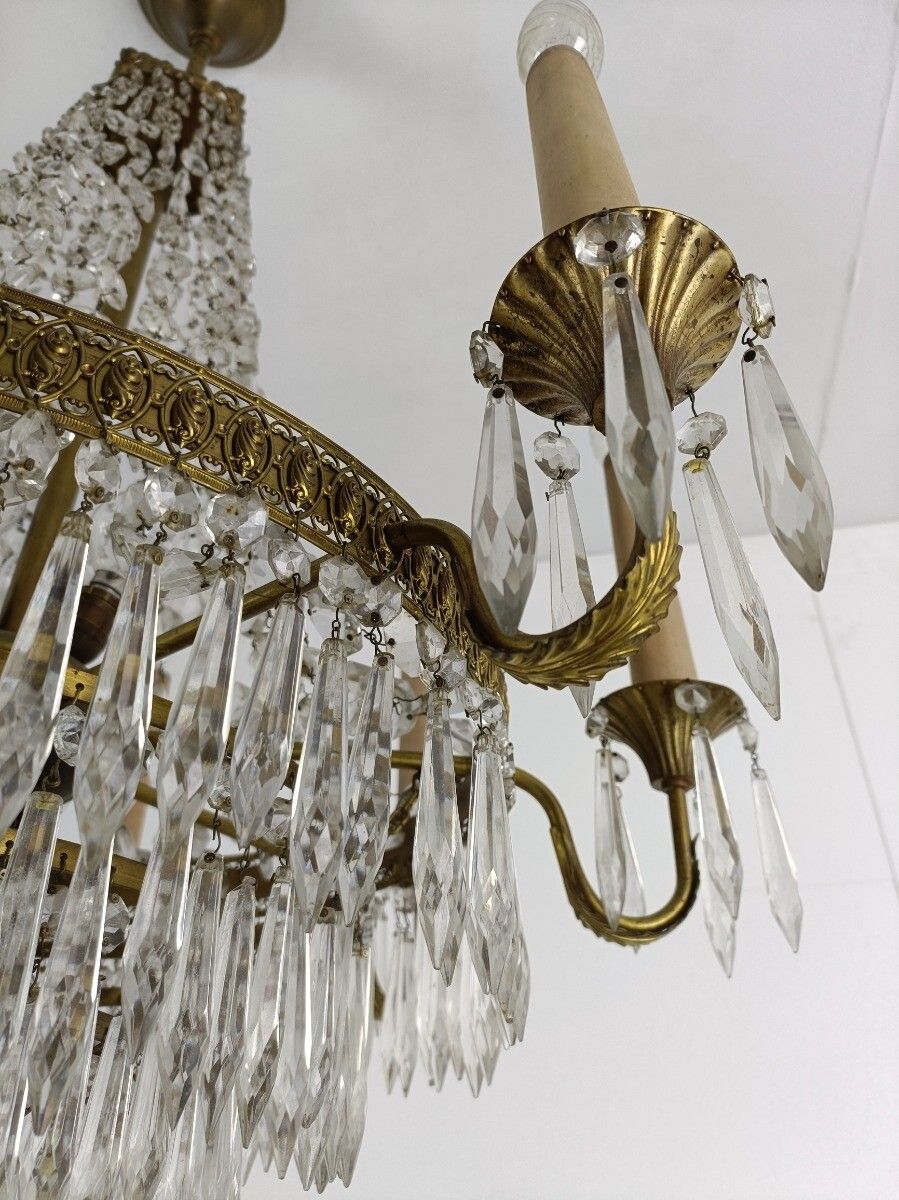 Lighting Ballroom Wedding Chandelier Gorgeous Basket Crystal Prisms 14 Lights  8 Arm Wow photo