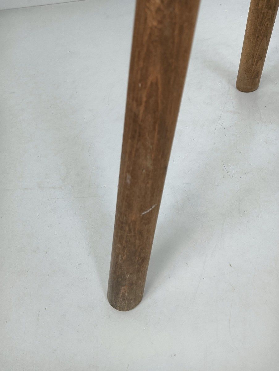 Milking Stool Pedestal Plant Stand Side Table  Carved Wood Farmhouse Antique photo for sale