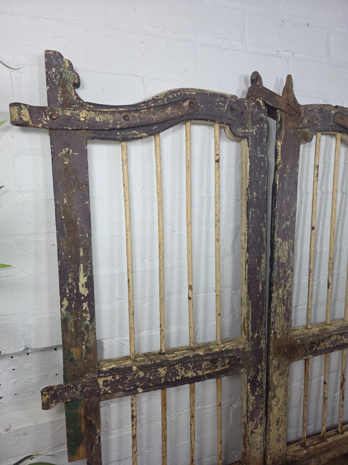 Old Pair Vintage Reclaimed Indian Wooden Iron Saloon Doors Shutters Garden Gates photo furniture