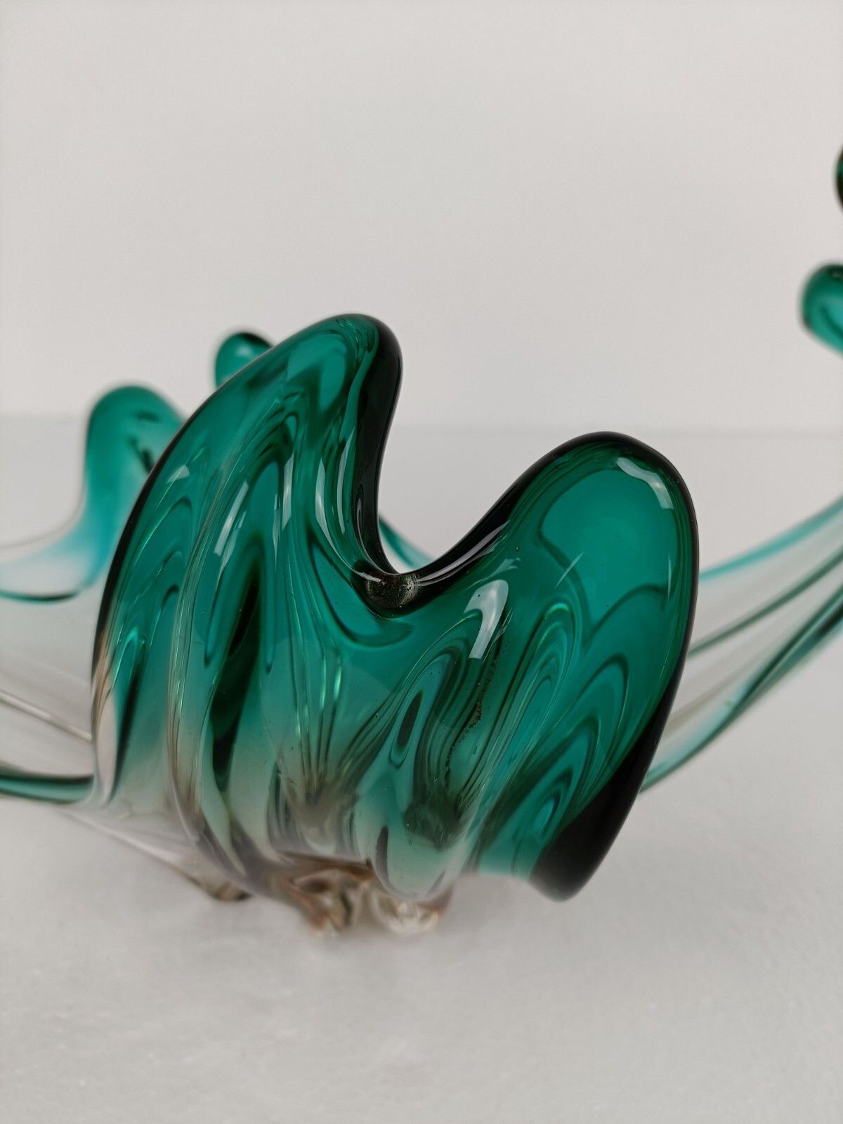 Gorgeous Bowl Dish Centerpiece Brown Green Art Glass Murano Italy Vintage photo vintage