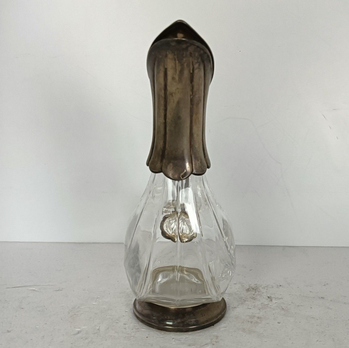 Decanter Carafe In The Shape Of A Duck, Art Glass, Silver Plated, Italy Vintage photo furniture