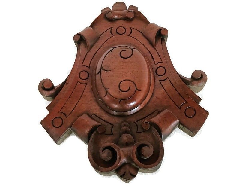 Hand Carved Wooden Medaillion Trim Cabinet Antique Reclaimed Architectural