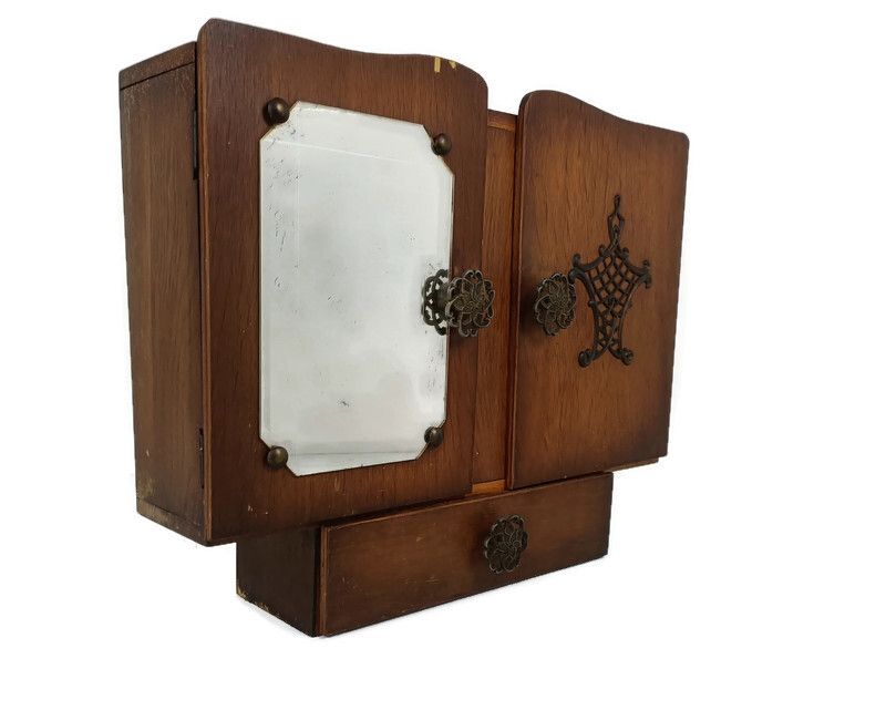 Antique Art Deco Cabinet Mirror  Kitchen Medicine Apothecary Bathroom Wall Hangi