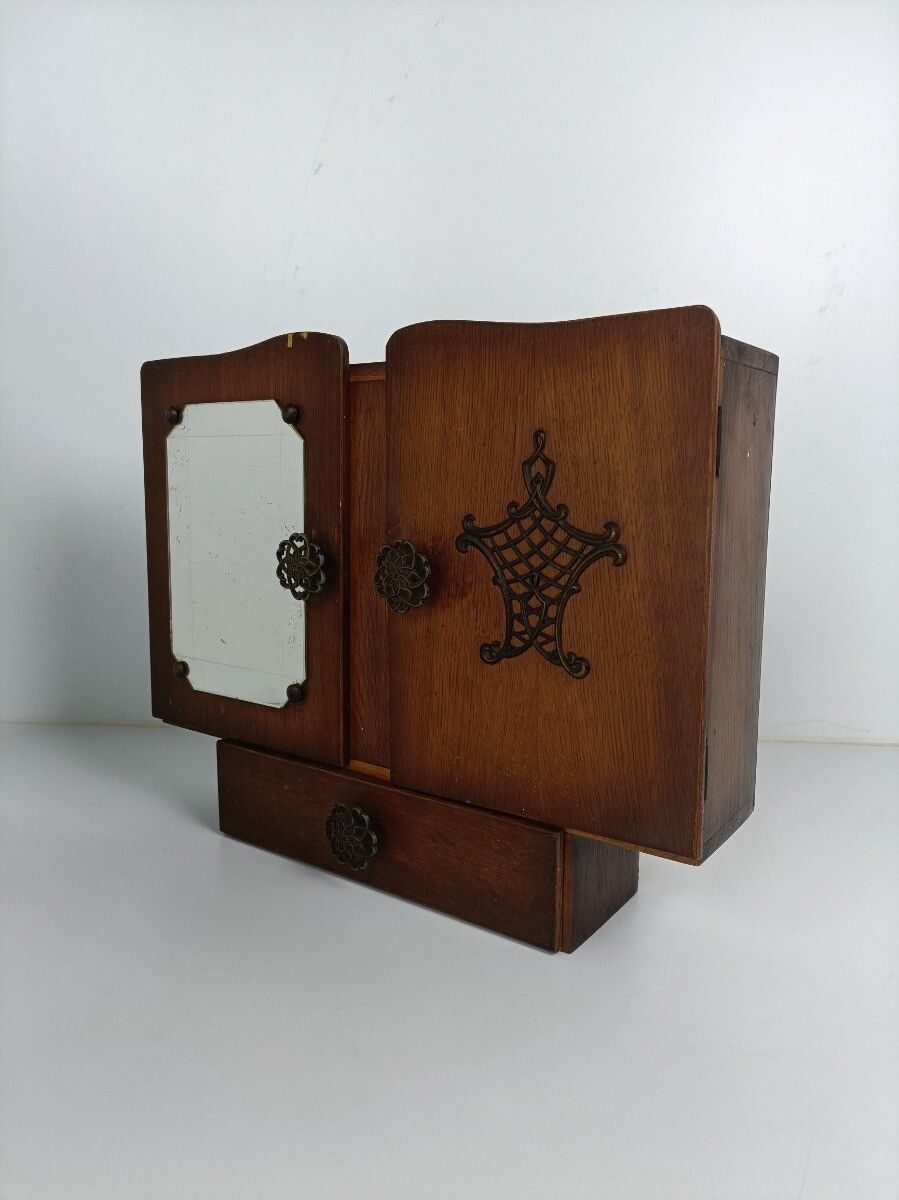 Antique Art Deco Cabinet Mirror  Kitchen Medicine Apothecary Bathroom Wall Hangi photo Furniture