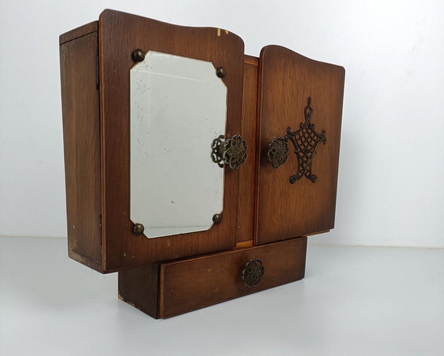 Antique Art Deco Cabinet Mirror  Kitchen Medicine Apothecary Bathroom Wall Hangi photo 223.0