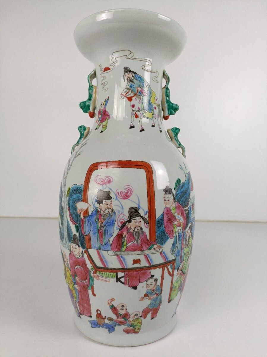 Family Rose  Chinese Vase Vintage  Hand Painted Board Games In The Garden Chic P photo Home Decor