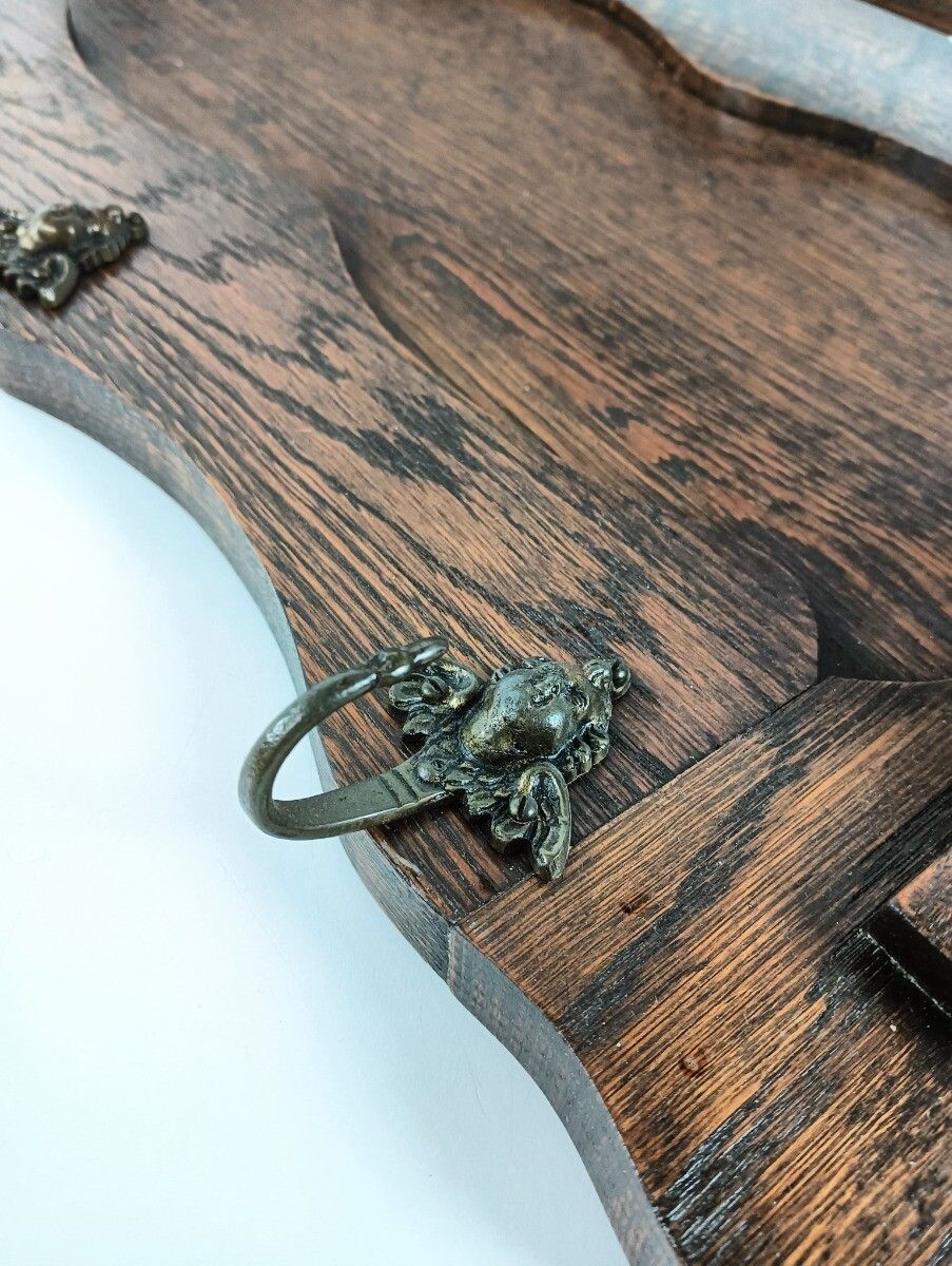 photo for sale Antique Carved Wooden Wood Coat Hat Rack Kitchen Hallway Storage Beautiful