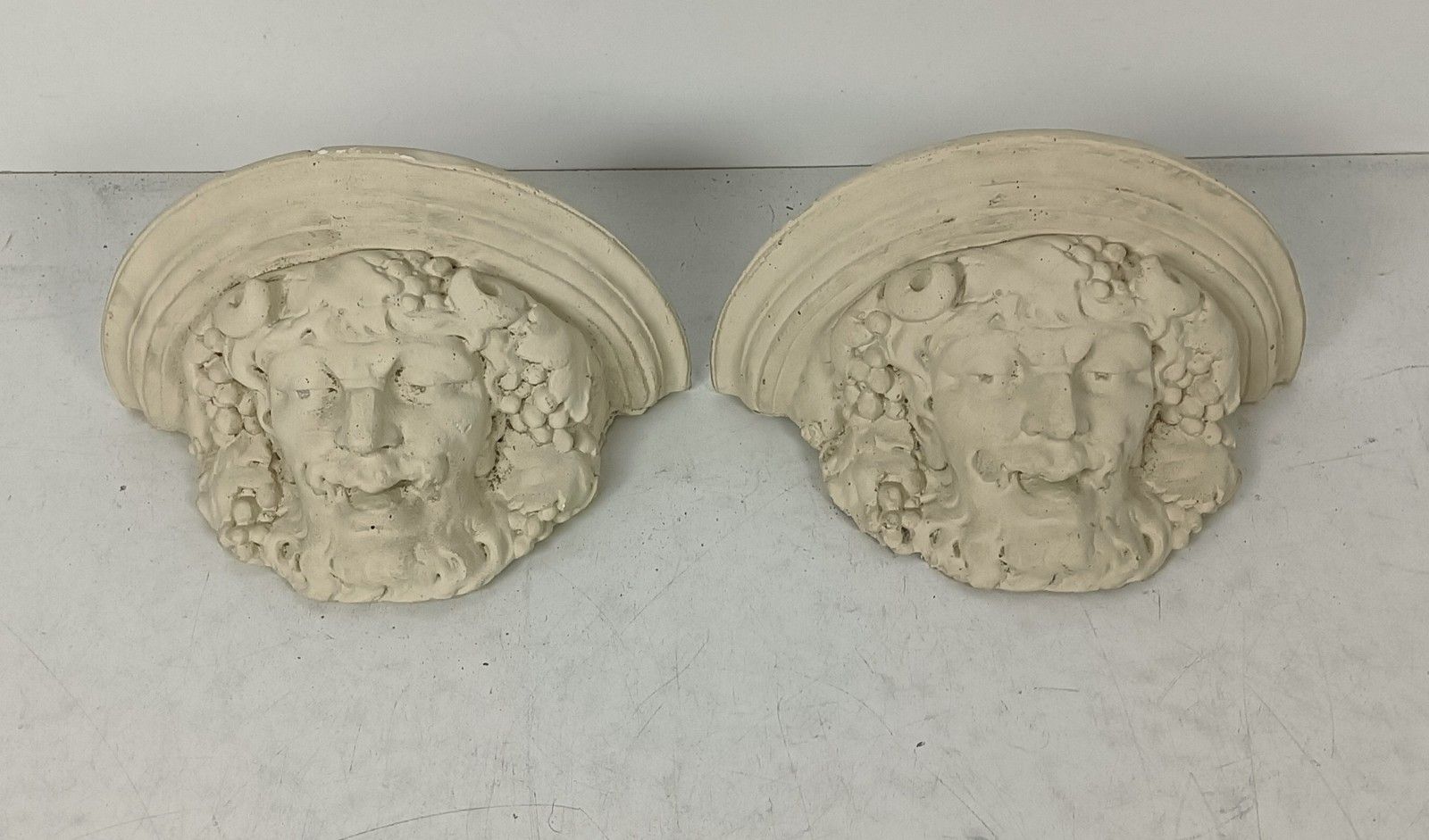Vintage Pair Of Wall Consoles Shelfs Corbels Plaster Bacchus Dionysus Rare photo buy