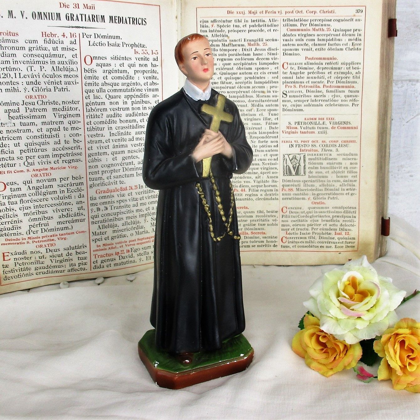 Antique Statue Saint Santo Gerard Santo Majella Plaster Priest Patron Good Sales