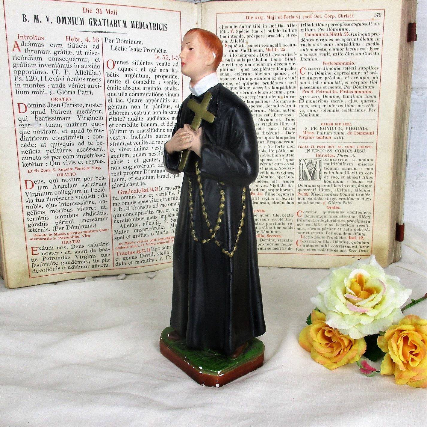 Antique Statue Saint Santo Gerard Santo Majella Plaster Priest Patron Good Sales photo Art