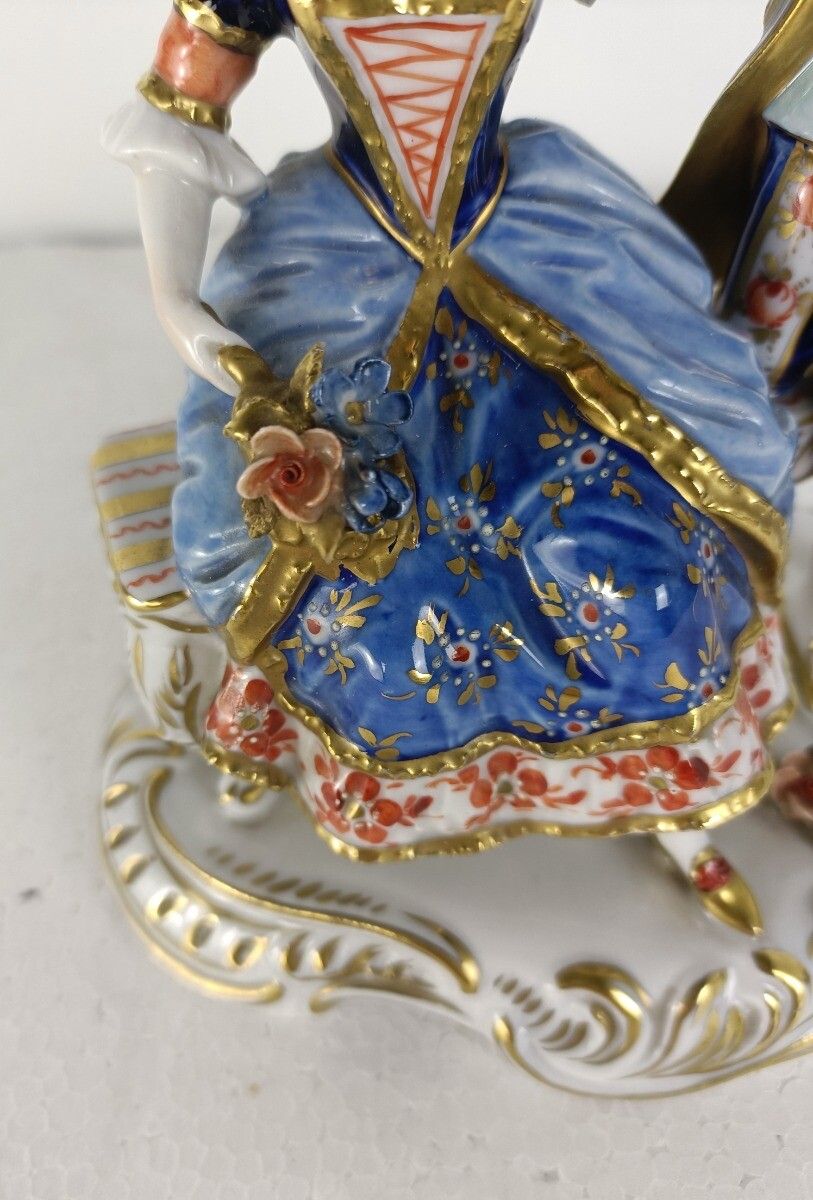 Figurine Statue Wolfstedt 19th Century Courting Couple  Exquisite  Marked Delica photo vintage