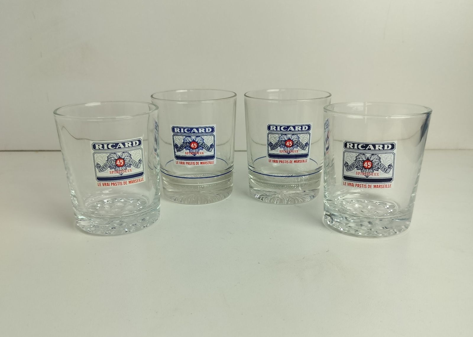 Collection Of 4  French Ricard Glasses Pastis Apero France Collector Htf Vintage
