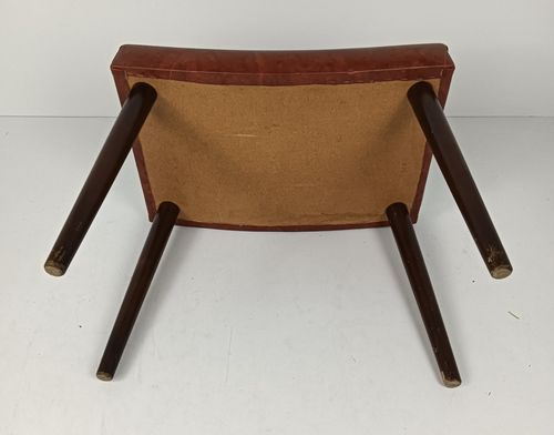 photo for sale Footstool Ottoman Foot Rest Wooden Legs Fabric Faux Leather Vintage Retro Funky