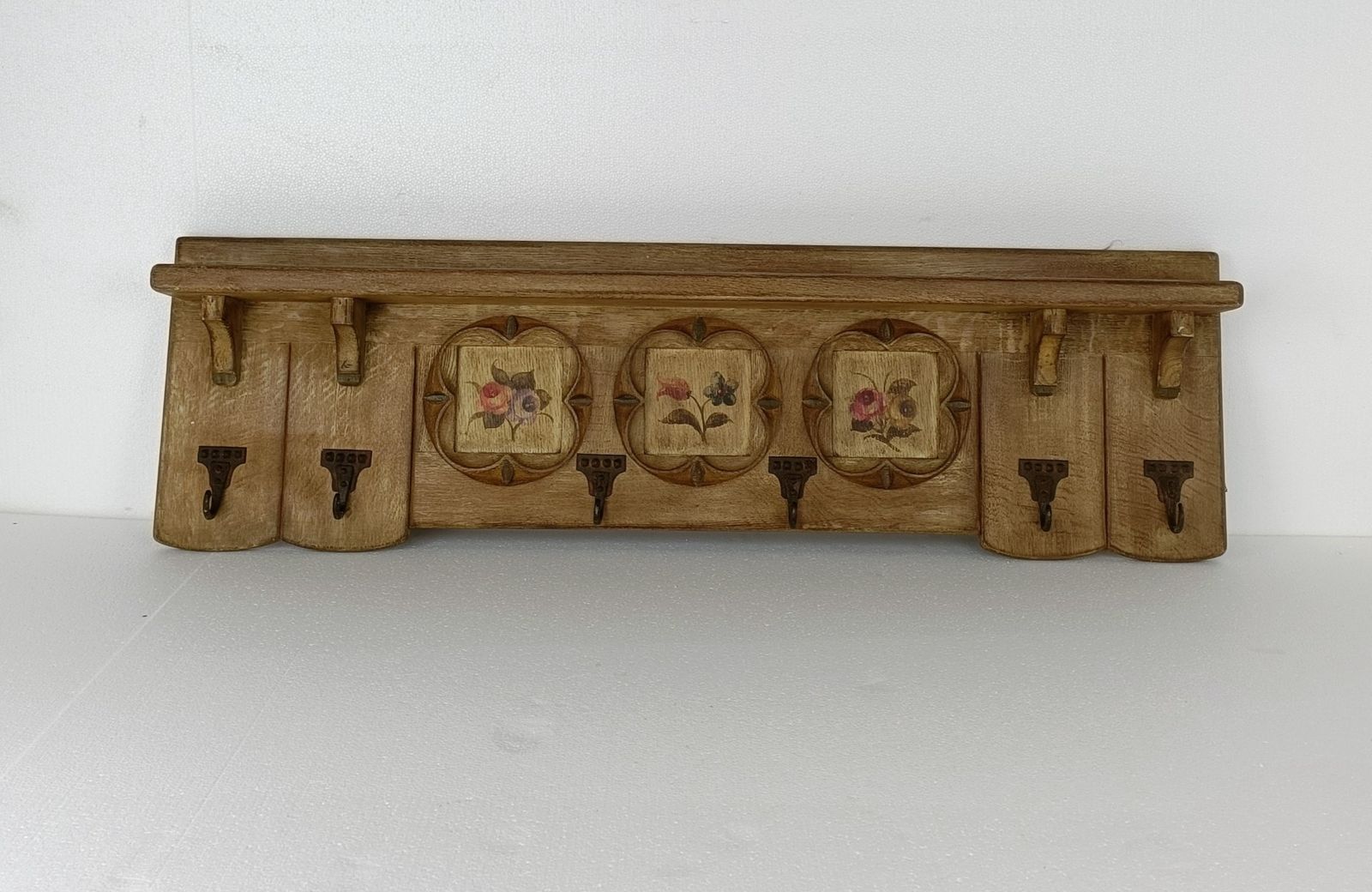 Xl Coat Rack Hat Rack Kitchen Rack, Hand Carved Wood, Ornate,  Hand Painted,  Ha photo furniture