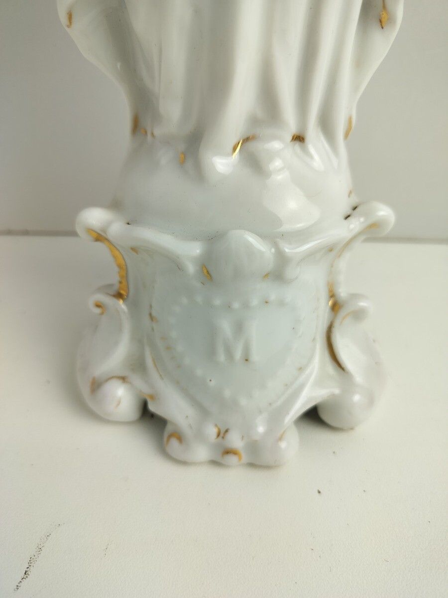 Large Antique 1900 Vieux Paris Porcelain Bisque Statue Virgin Mary Madonna With photo buy