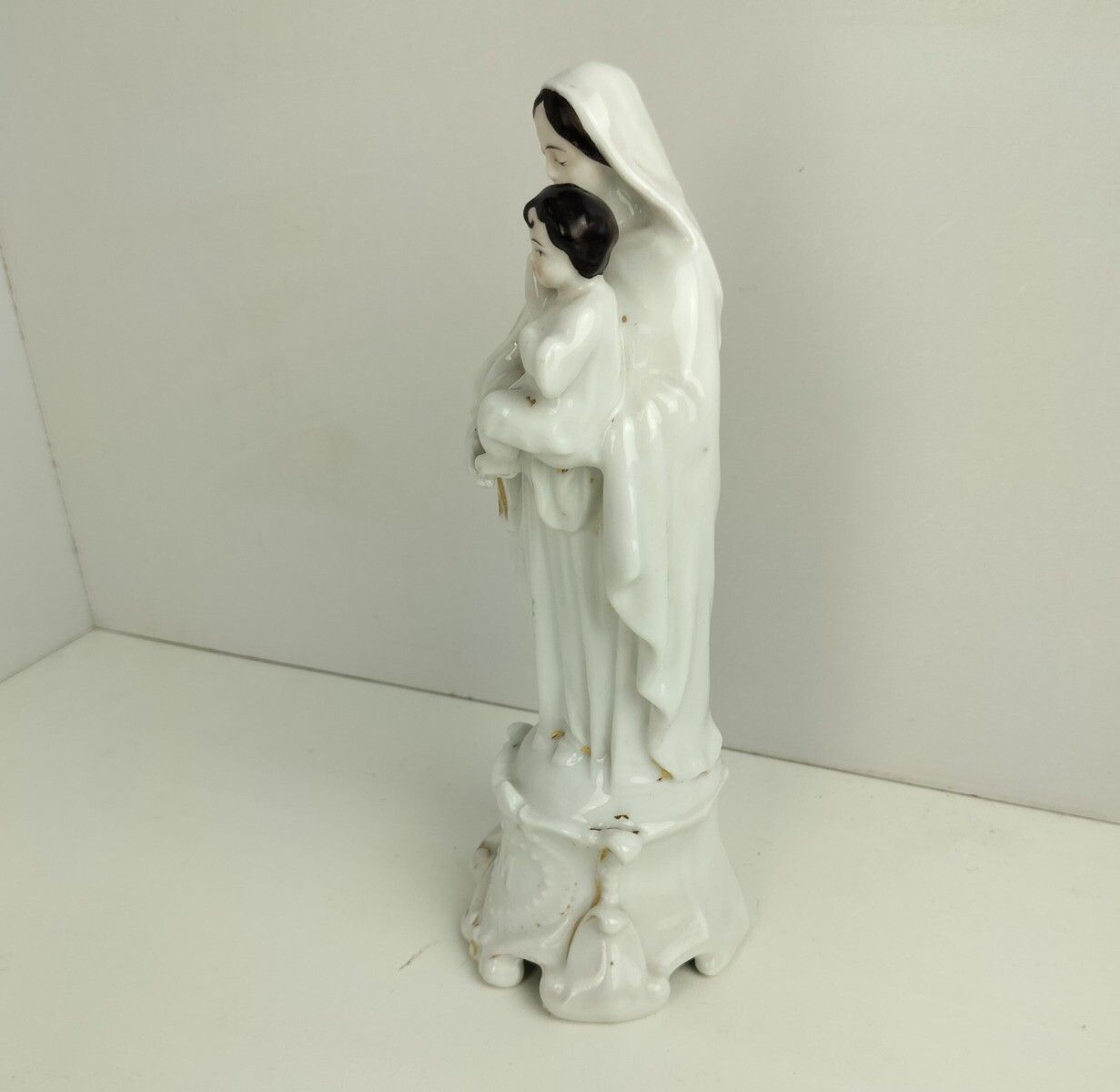 Art Large Antique 1900 Vieux Paris Porcelain Bisque Statue Virgin Mary Madonna With photo