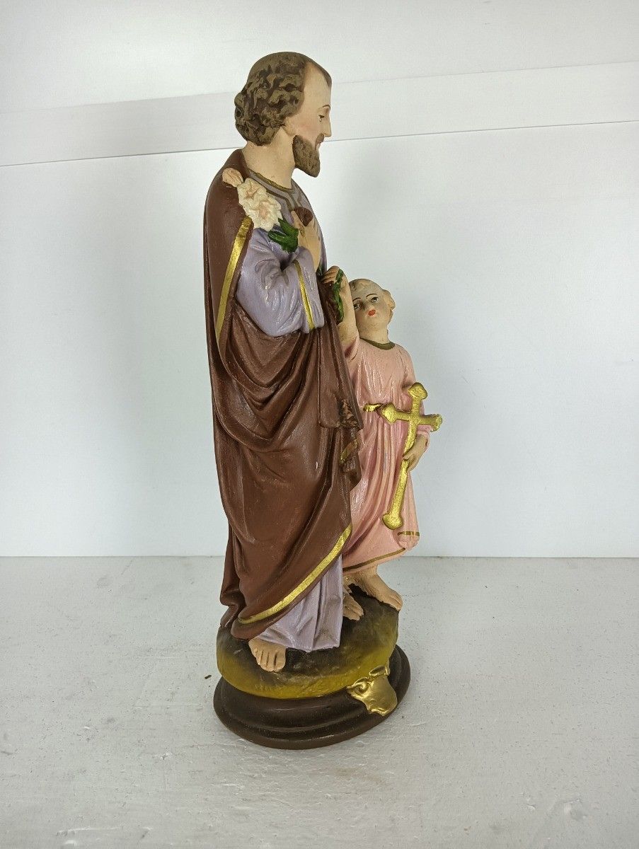 Statue Saint Joseph Protector Of Homes Infant Jesus Statue Neo Gothic Antique Po photo Art