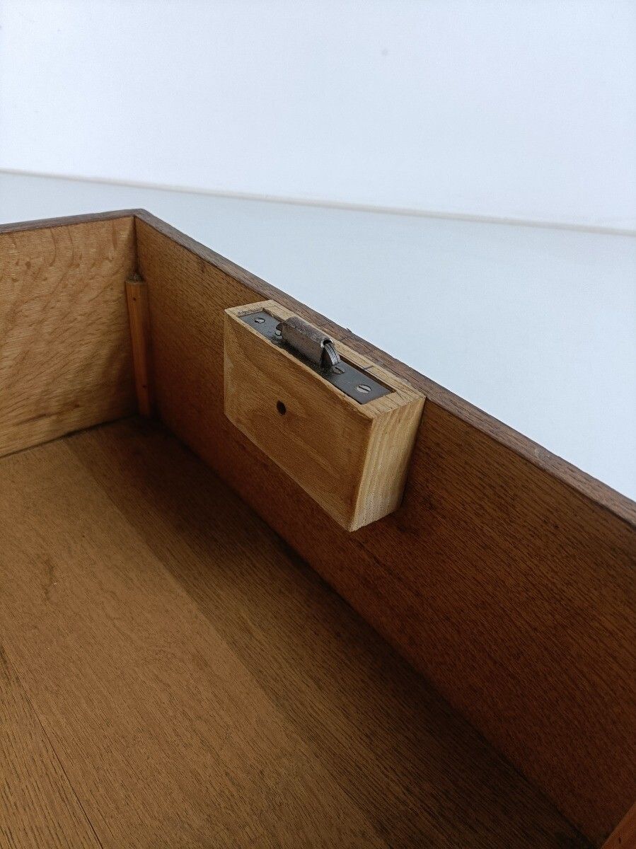 photo for sale Merchant Cash Chest Money Box  Trinket Jewelry Box With Key Wood Antique