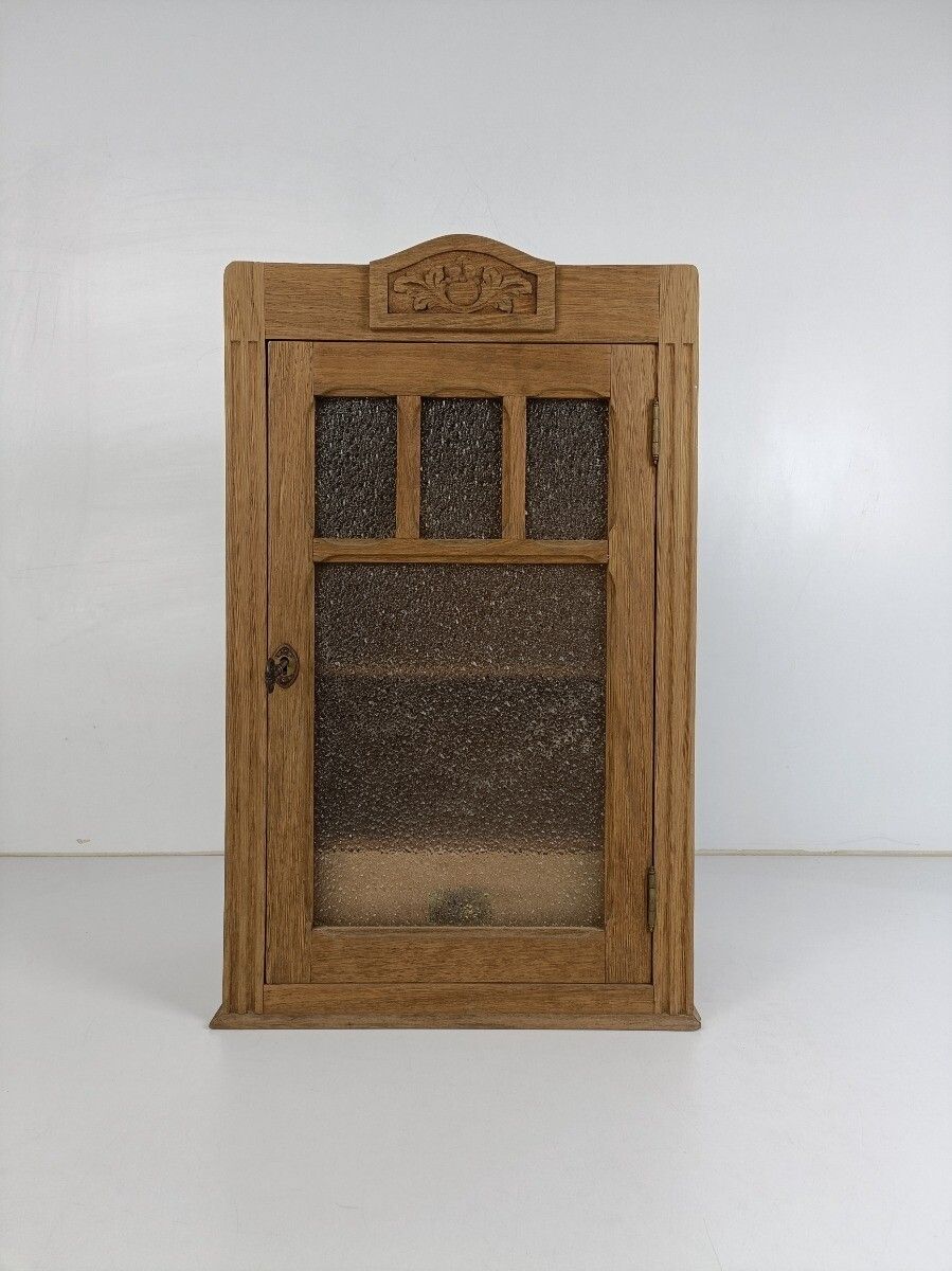 Antique Medicine Apothecary Pharmacy Kitchen Bathroom Cabinet White  Frosted Gla photo Furniture