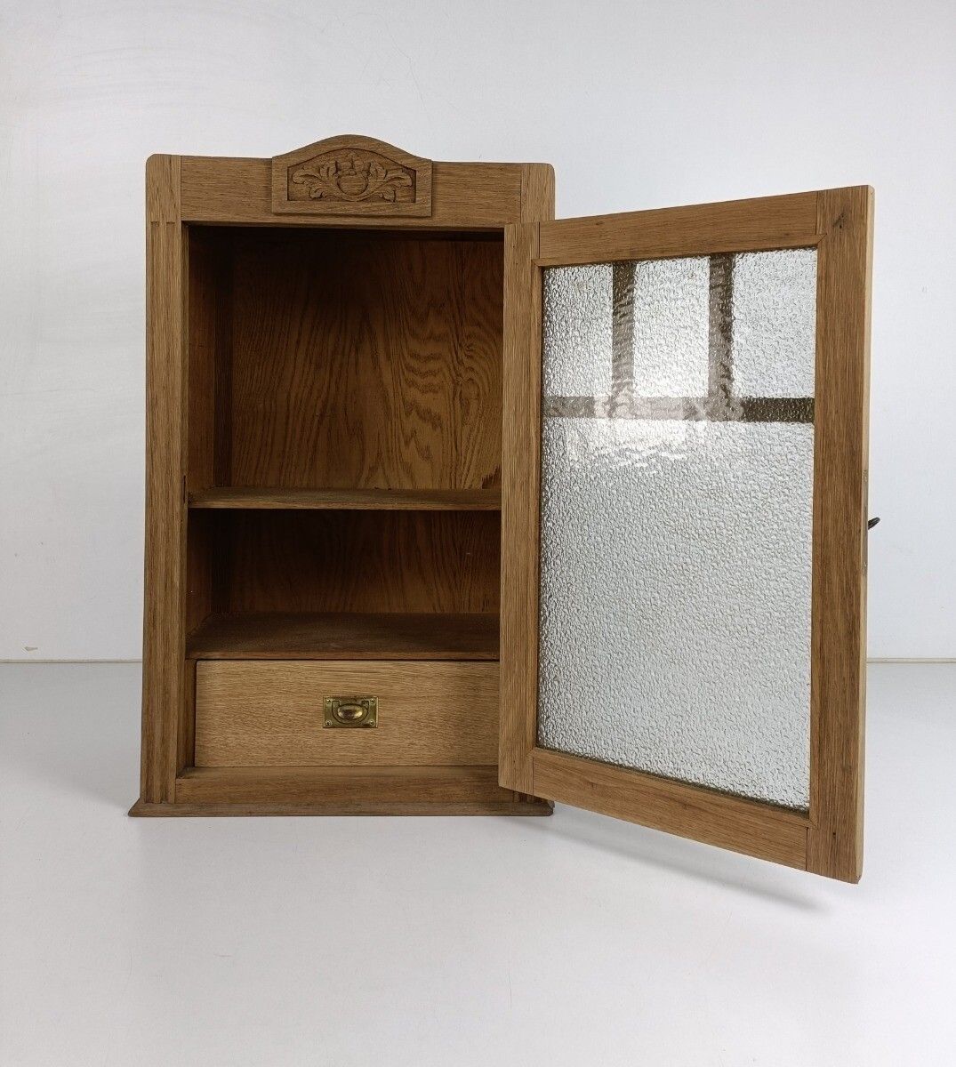 Antique Medicine Apothecary Pharmacy Kitchen Bathroom Cabinet White  Frosted Gla photo 425.0
