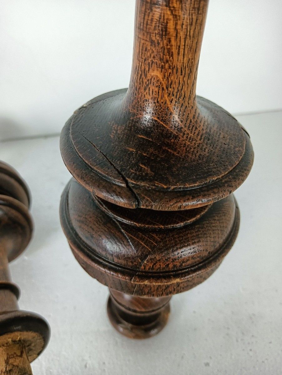 Set Of 2 Reclaimed Carved Wood Large Spindles Balusters Trim Posts Pillar Salv photo buy
