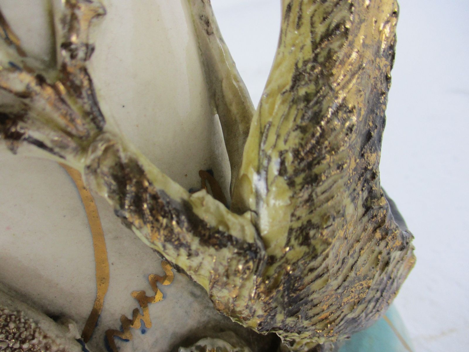 Set Of 2 Pair French Barbotine Majolica Vases Planters Centerpiece Gorgeous Flow photo for sale