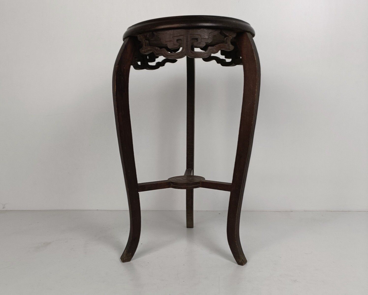 Art Deco Two Tier Pedestal Plant Stand Carved Wood Antique Side Table Barn Style photo furniture