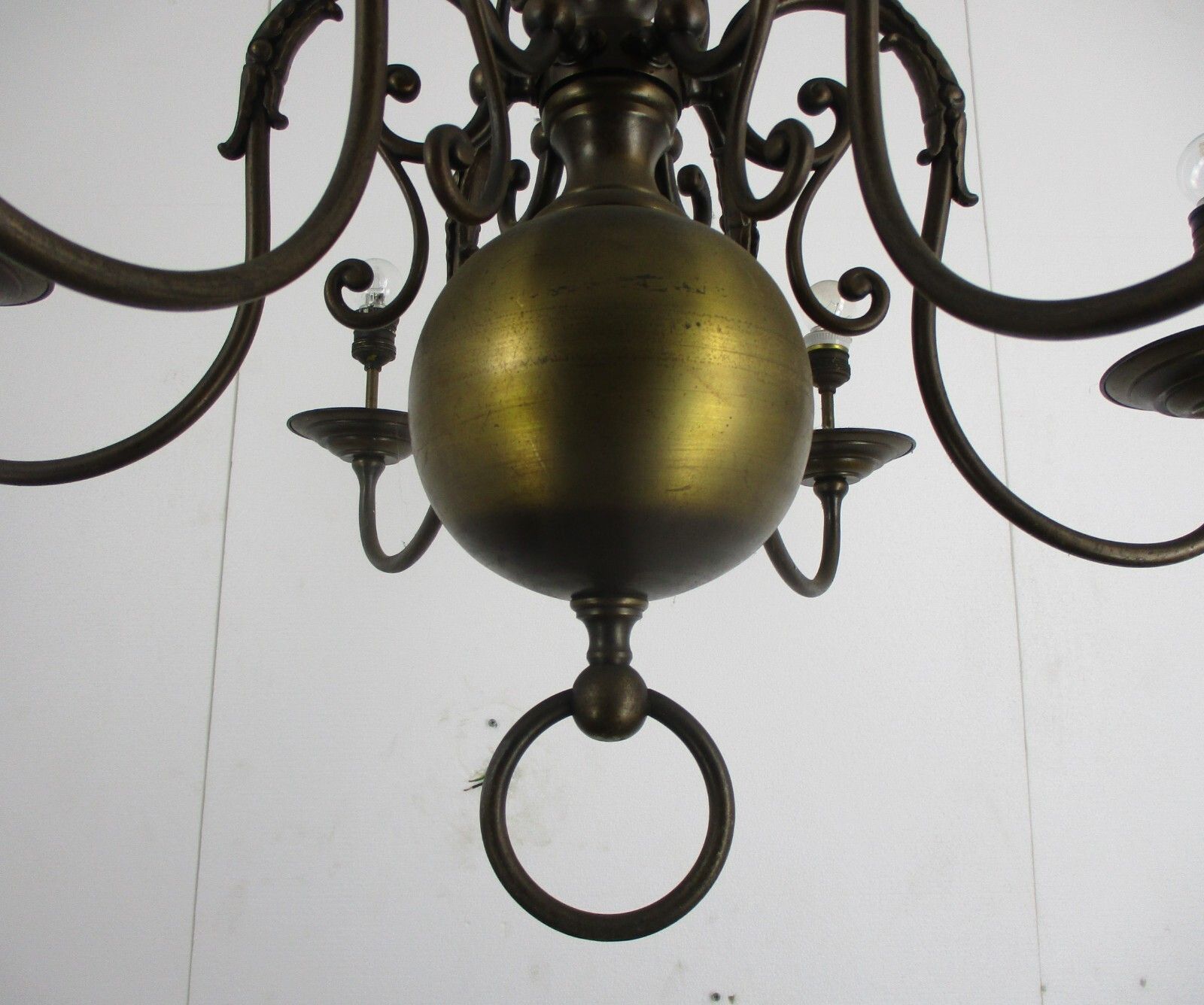 Flemish Dutch Chandelier 6 Arm Lights Brass Eagle Barn Country Style Gorgeous photo Lighting