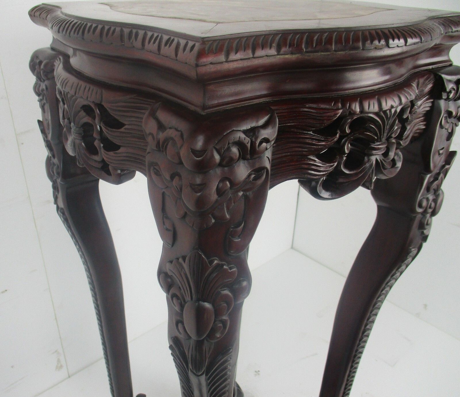 Hand Carved  Rosewood  Chinese Marble Top Hall Bonsaitable Pedestal  Dragons Wow photo vintage