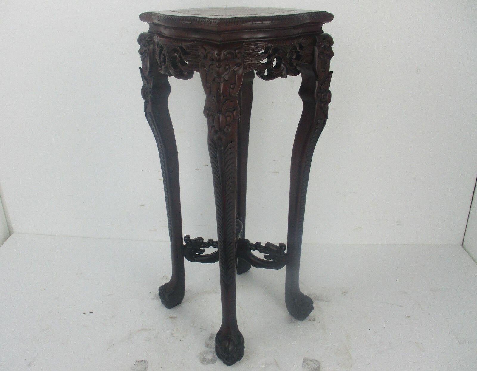 photo furniture Hand Carved  Rosewood  Chinese Marble Top Hall Bonsaitable Pedestal  Dragons Wow