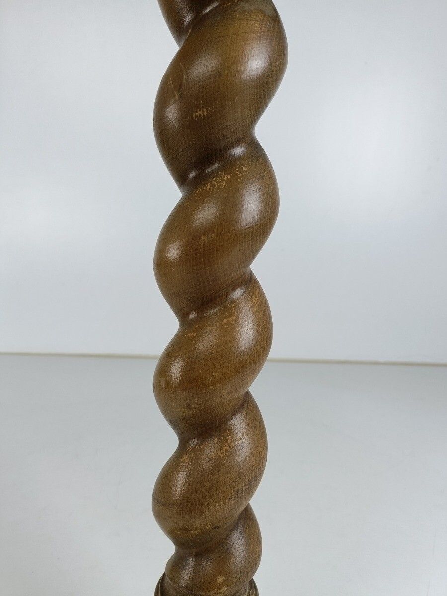 Hand Carved Wood Pedestal Table Plant Flower Bonsai Stand Side Table Barley Twis photo 303.0
