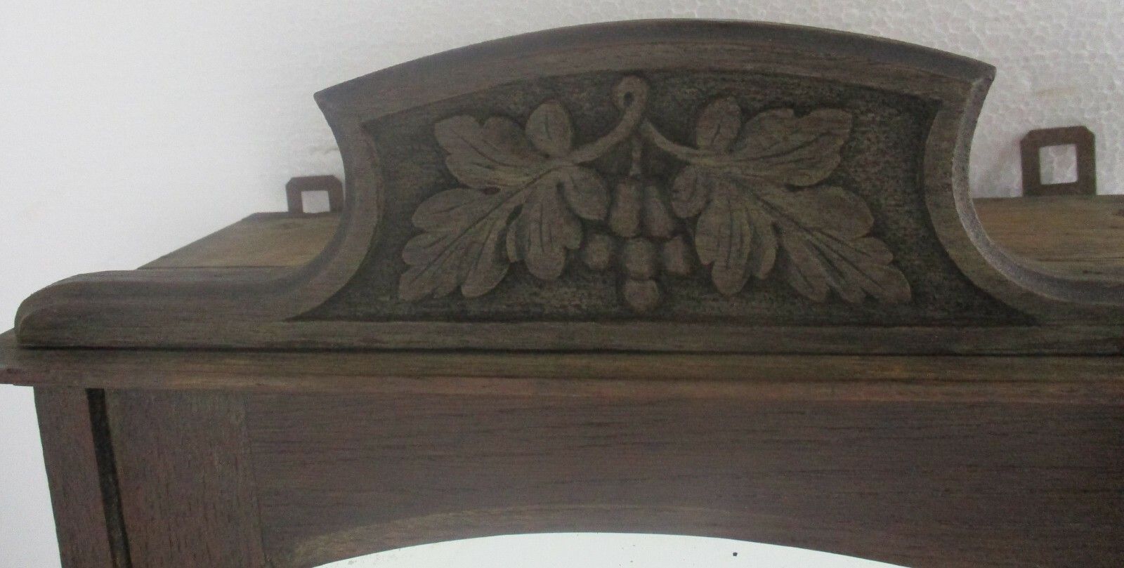 Kitchen Medicine Apothecary  Bathroom Cabinet  Carved Wood Ornate Beveled Glass photo for sale