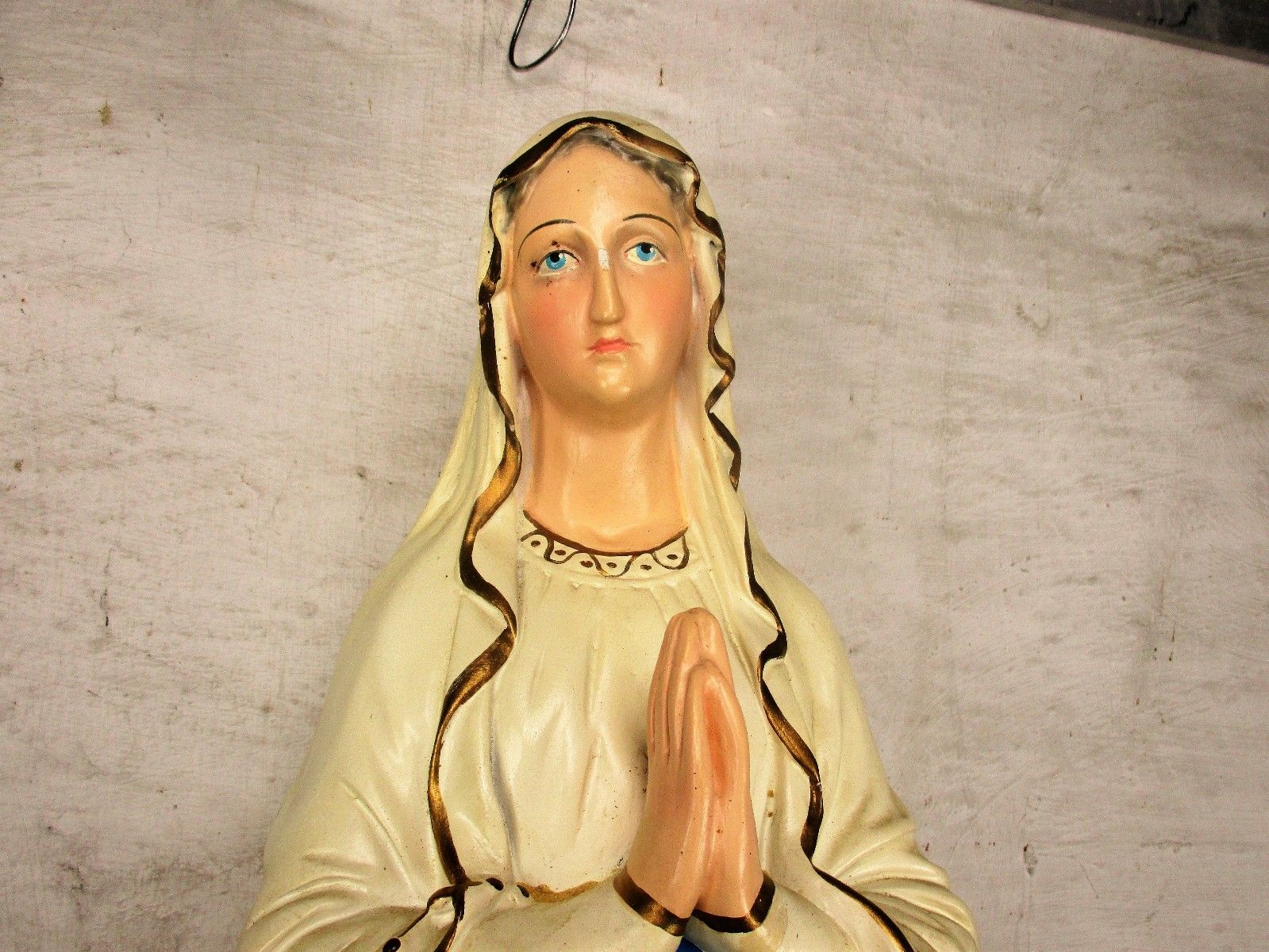 Xl Virgin Mary Madonna Plaster Statue Chapel Church Monastery French 34.64" photo for sale