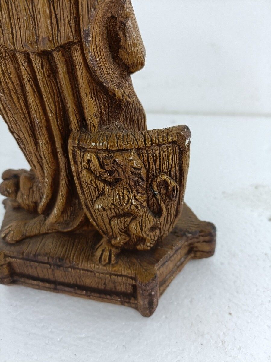 Statue Virgin Mary Madonna Notre Dame Of Flanders Dragon Lion Plaster Gothic Mer photo for sale