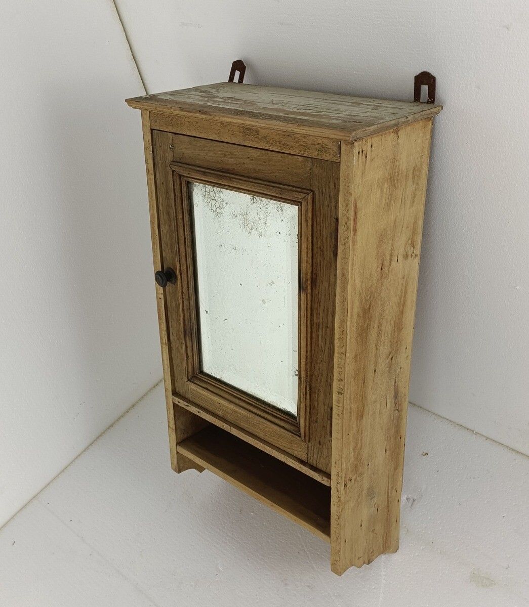 Medicine Cabinet Apothecary Antique Beveled Glass, Kitchen Bathroom Hanging photo furniture