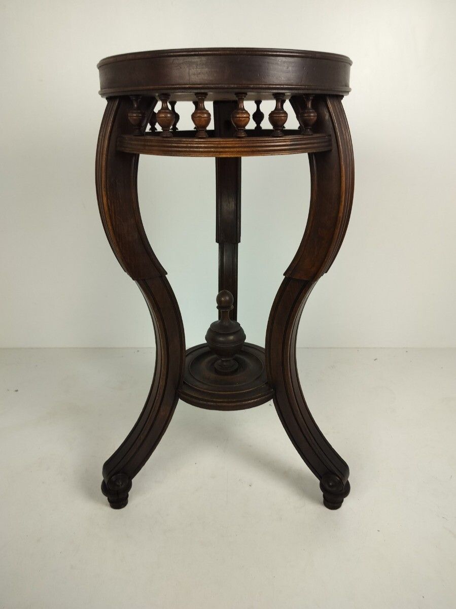 566.0 Stunning Antique Pedestal Plant Stand Carved Wood With Spindles Side Table Wow photo