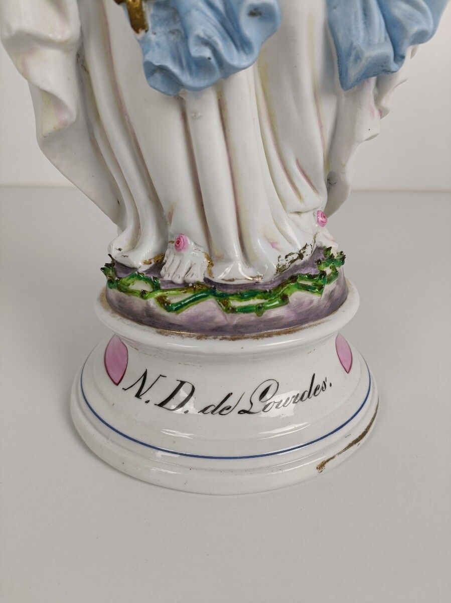 Porcelain Bisque Statue Virgin Mary Our Lady Of Lourdes French  Collector Gorgeo photo for sale