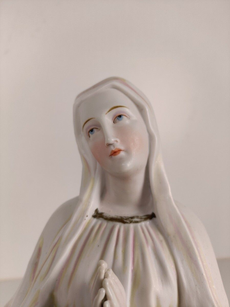Porcelain Bisque Statue Virgin Mary Our Lady Of Lourdes French  Collector Gorgeo photo 485.0