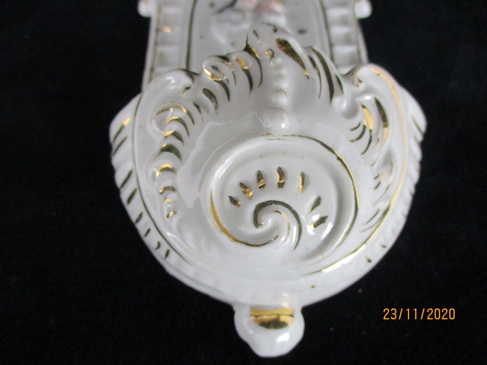 Antique French Holy Water Font Vessel Bisque Porcelain Virgin Mary Madonna With photo Home Decor