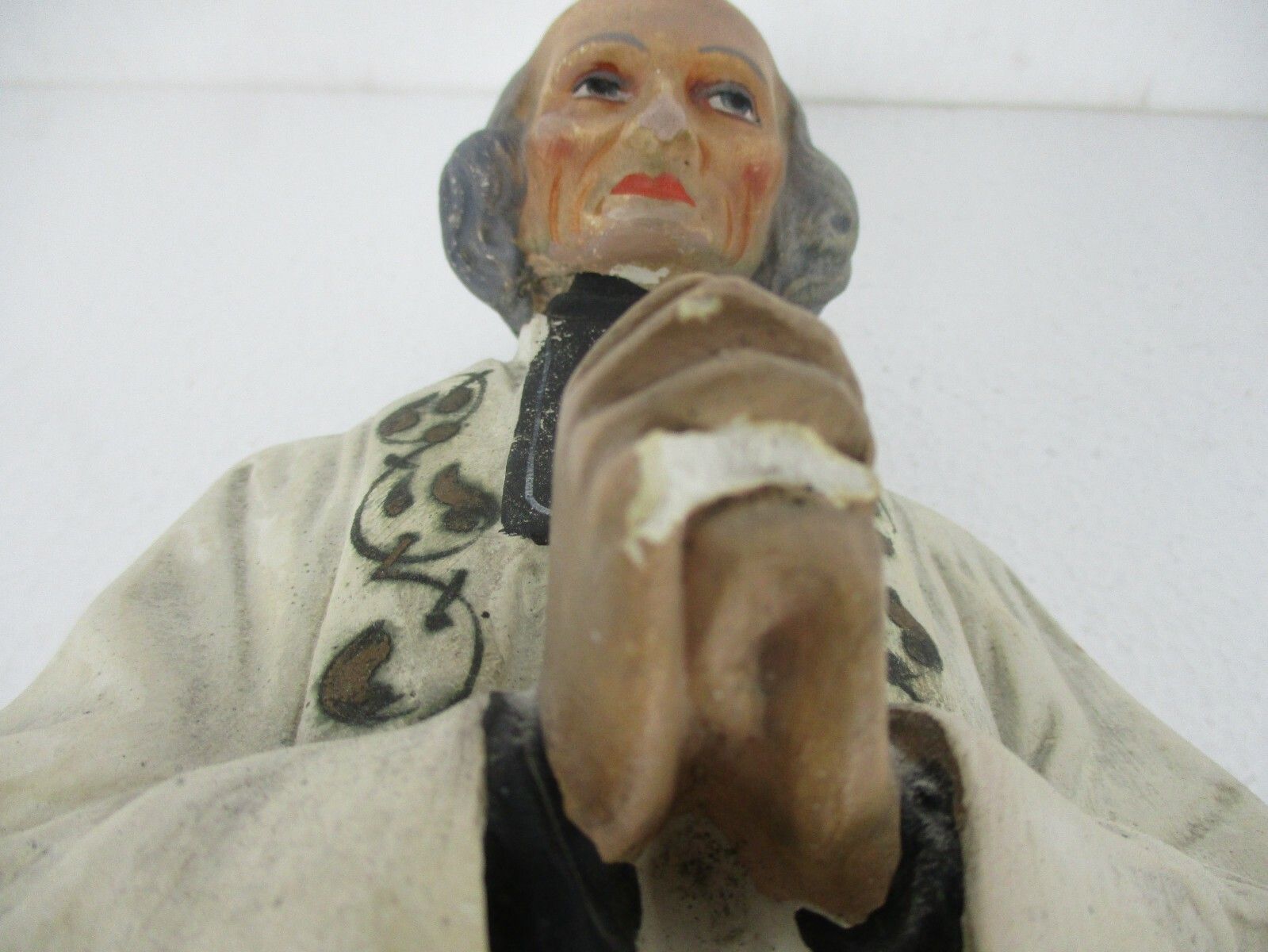 Statue Saint John Vianney Curé Of Ars French Priest Plaster Htf Collector 17.71" photo vintage
