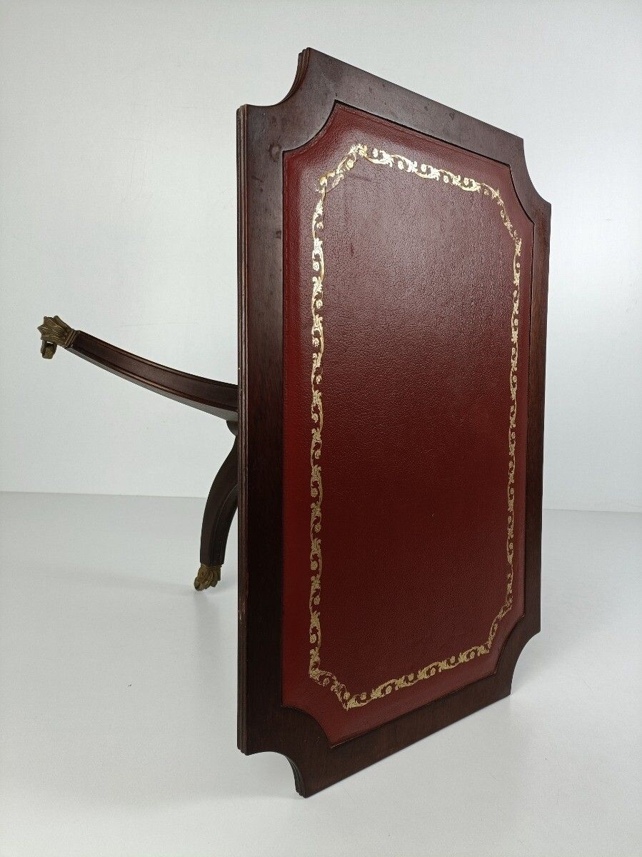 Edwardian Style Vintage Table Carved Wood On Wheels Red Bordeaux Top Side Coffee photo buy