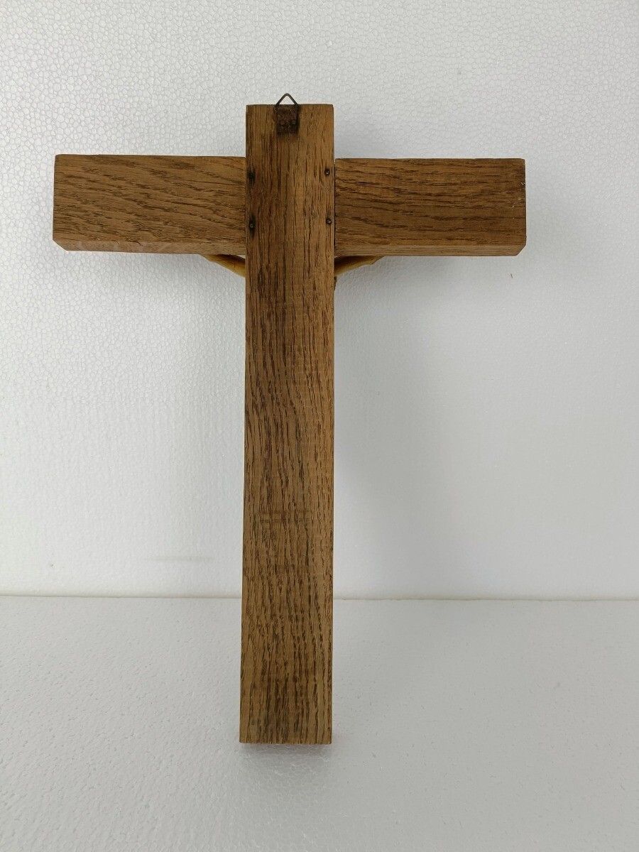photo for sale Xl Wooden Hanging Church Crucifix Plaster Dramatic  Corpus Piece Of Art