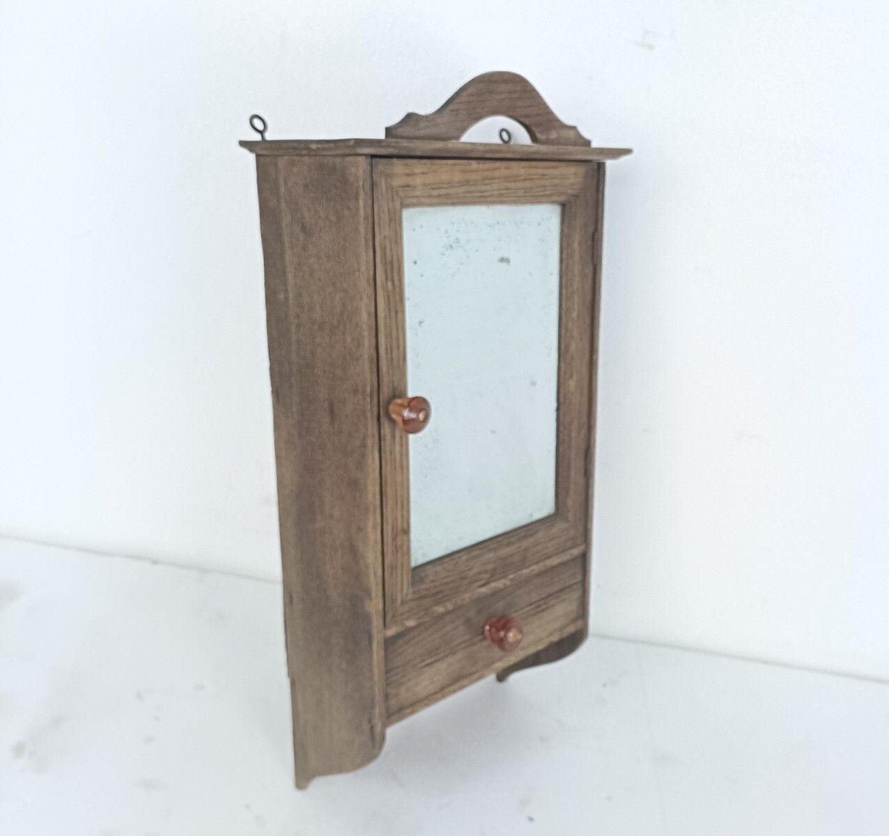 Art Deco Medicine Apothecary Cabinet Wall Hanging Beveled Glass Oak Kitchen Bath photo Furniture