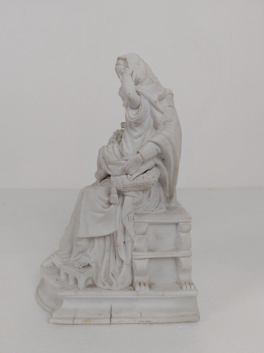 French Antique 1900 Bisque Statue Virgin Mary Our Lady Madonna Sedes Sapientiae photo Art