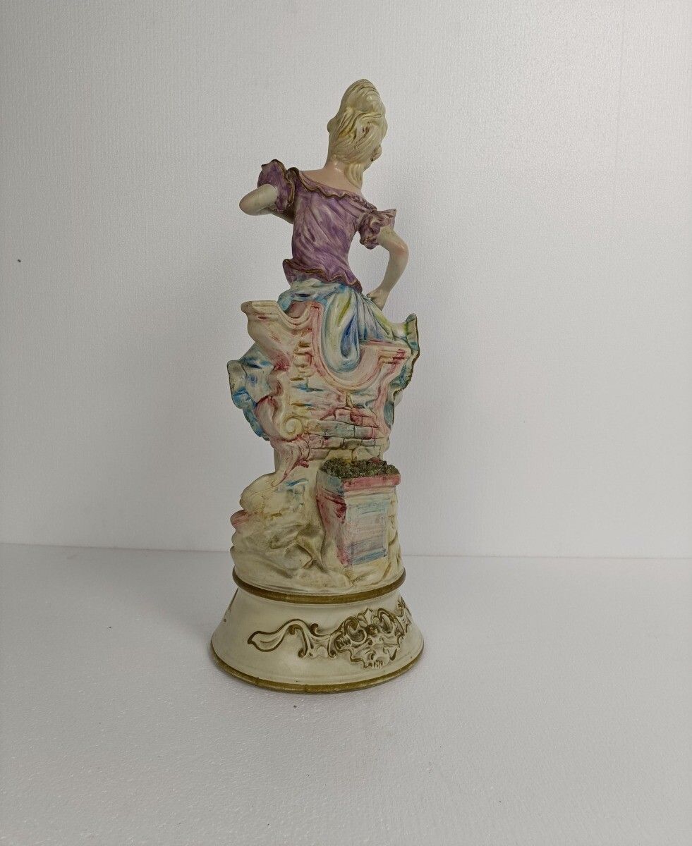 Large Figurine Statue Ceramic  Flower Girl Capodimonte Marked Italy photo for sale