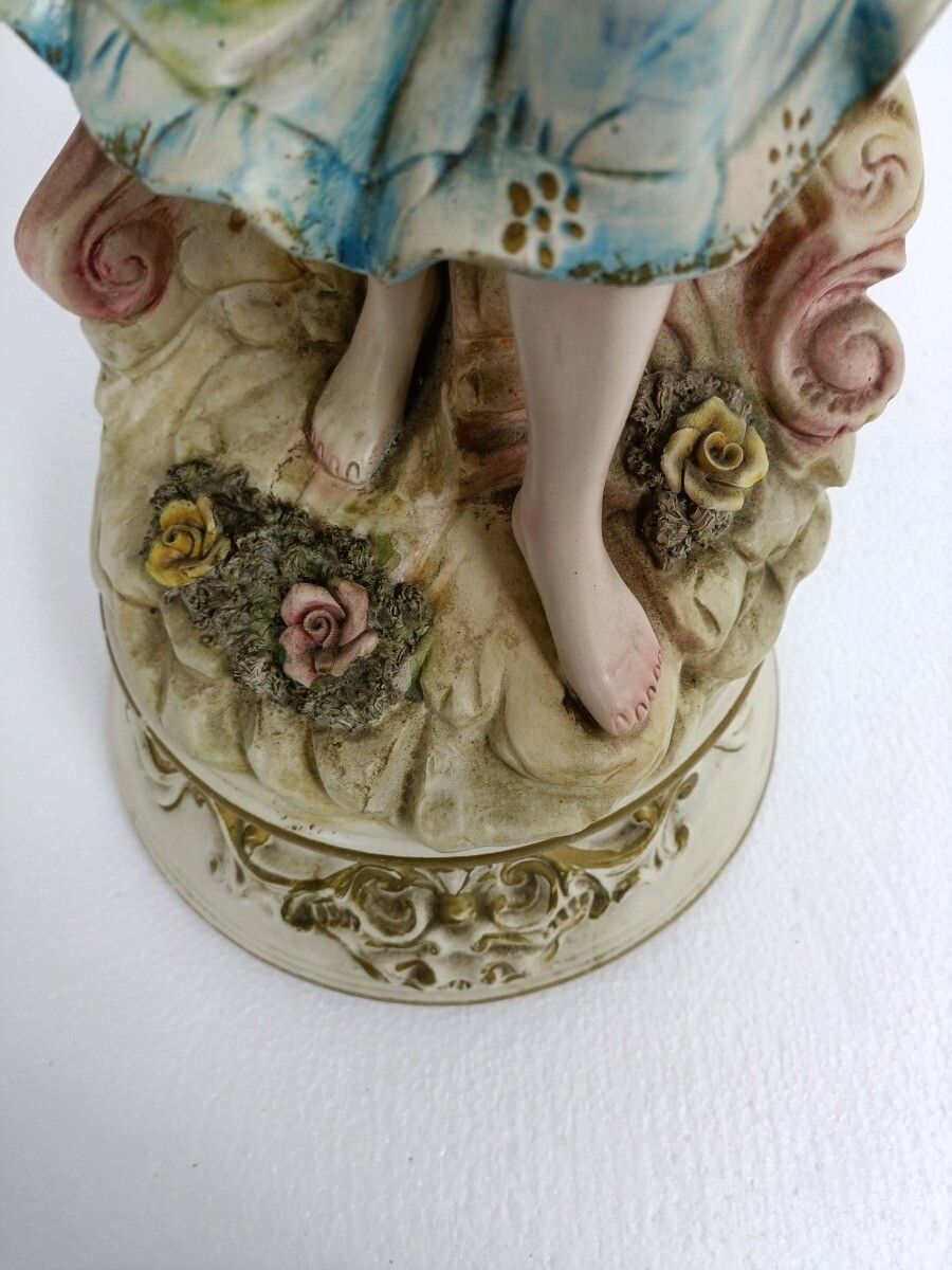 Large Figurine Statue Ceramic  Flower Girl Capodimonte Marked Italy photo buy