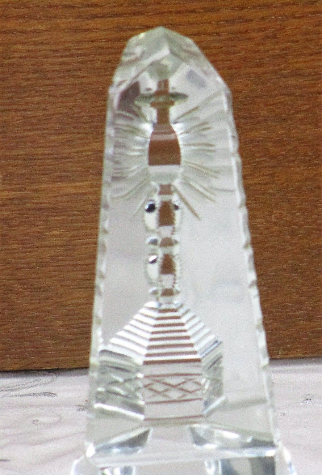 Val St Lambert Crystal Paperweight Trylon Obelisk Chalice Rare Belgium Lovely photo Home Decor