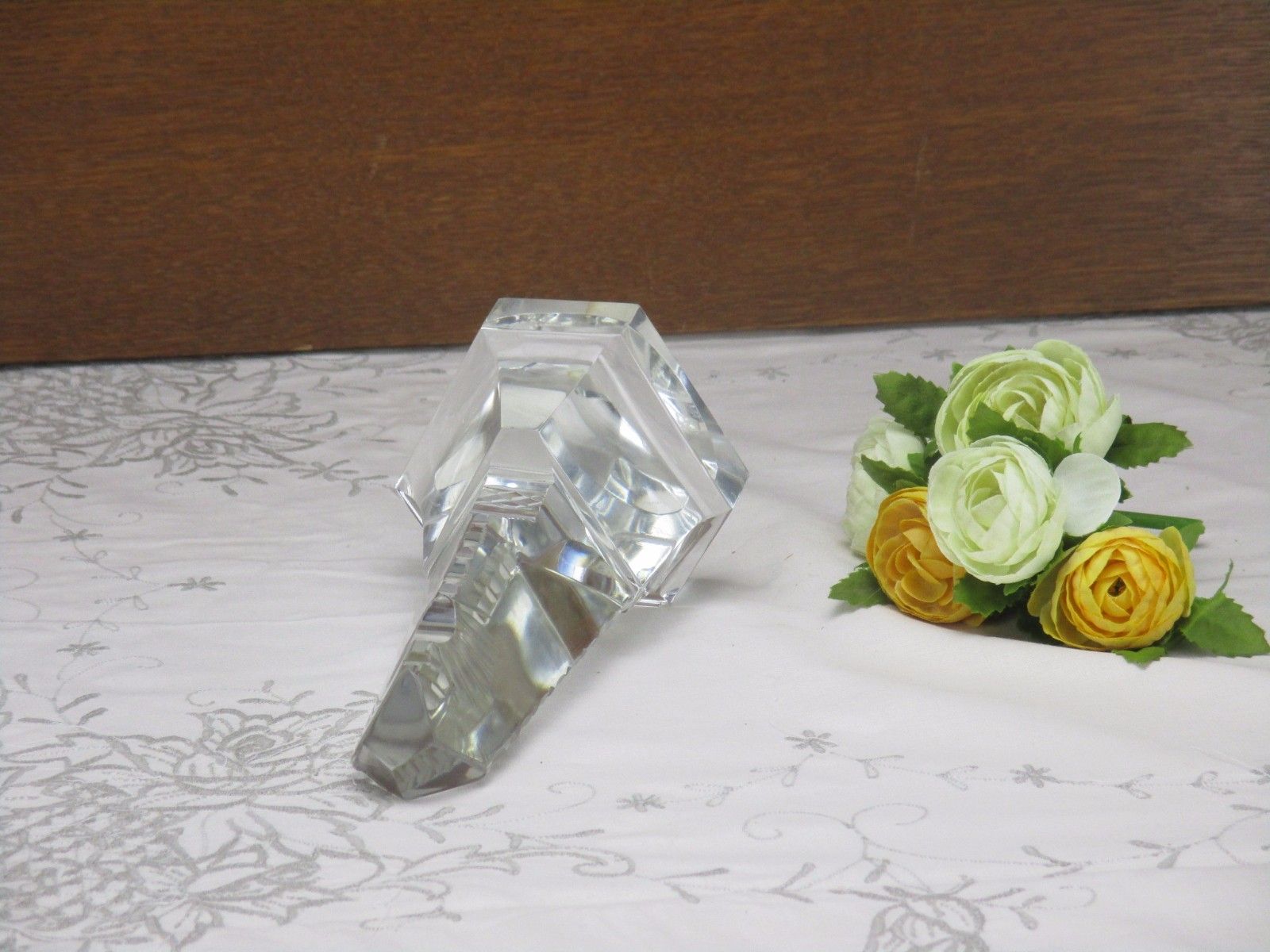 Val St Lambert Crystal Paperweight Trylon Obelisk Chalice Rare Belgium Lovely photo vintage
