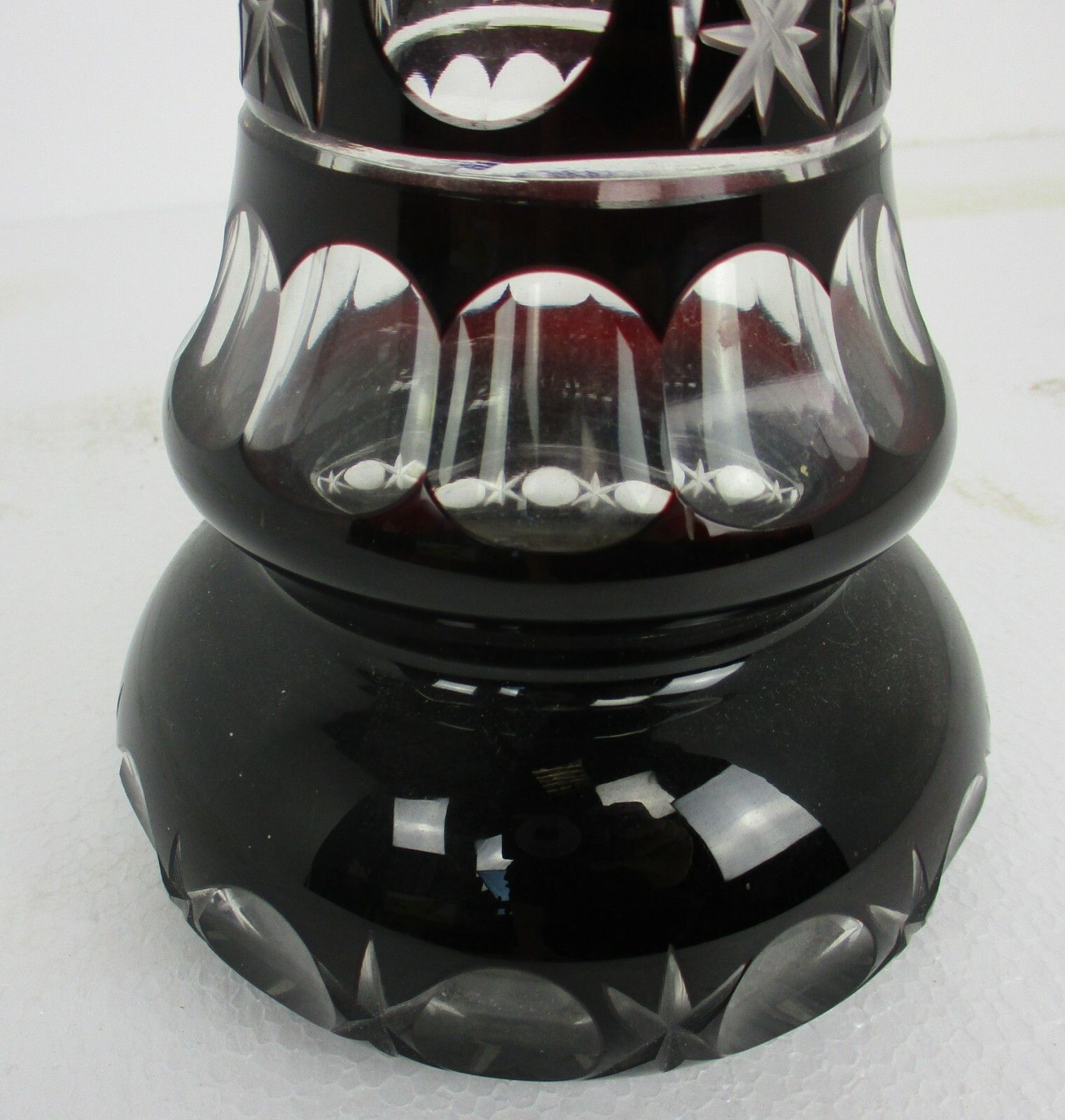 Crystal Ruby Red Clear To Cut Bowl Vase Dot Star Beautiful Vsl Style 13.77" photo Home Decor